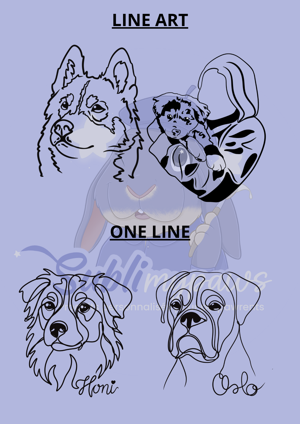  Illustration personnalisée en One Line / Line Art 