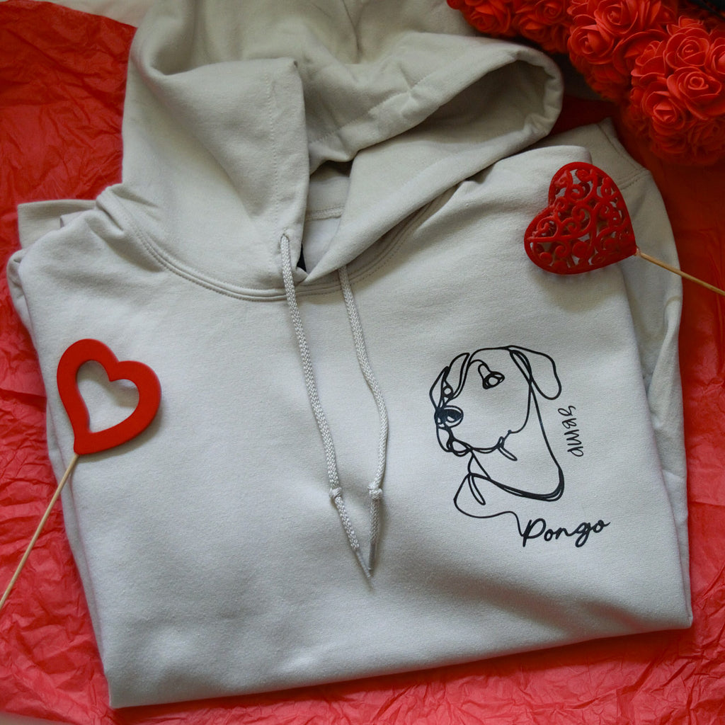  sweat à capuche personnalisé  line art de votre animal 