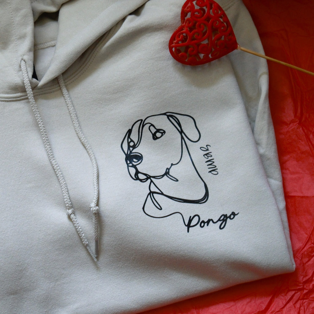  sweat à capuche personnalisé  line art de votre animal 