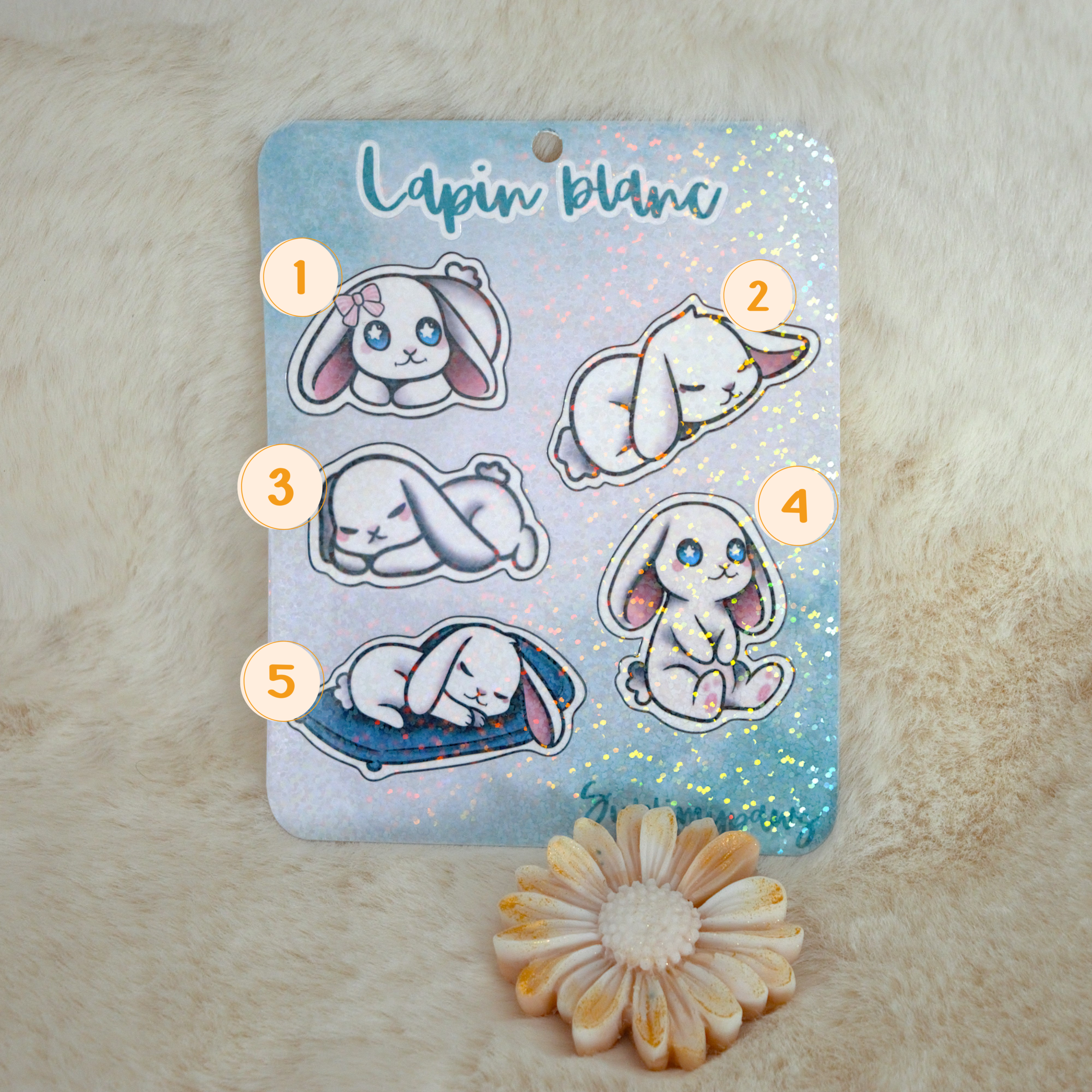 Stickers - Lapin blanc 